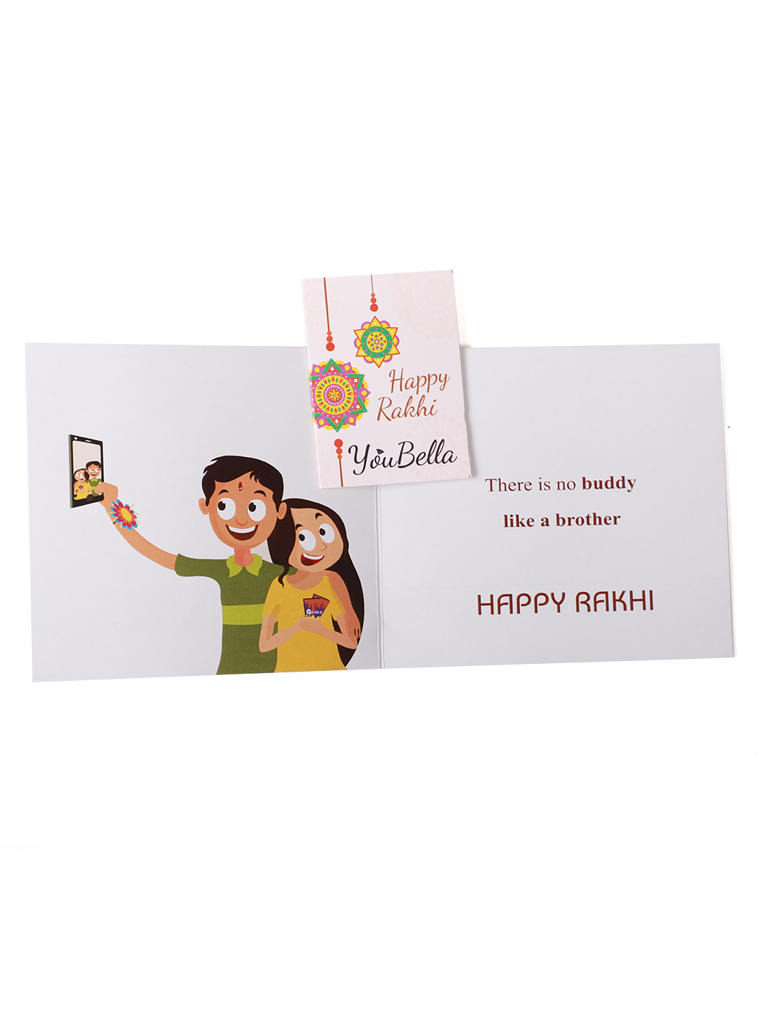 YouBella Designer Bracelet Rakhi and Greeting Card Combo Set for Brother Raksha Bandhan Gift for Brother (Style 3)